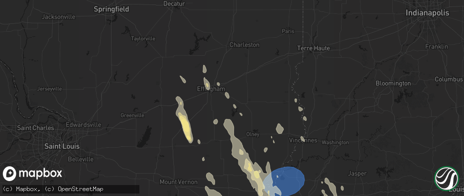 Hail map in Wheeler, IL on July 26, 2026