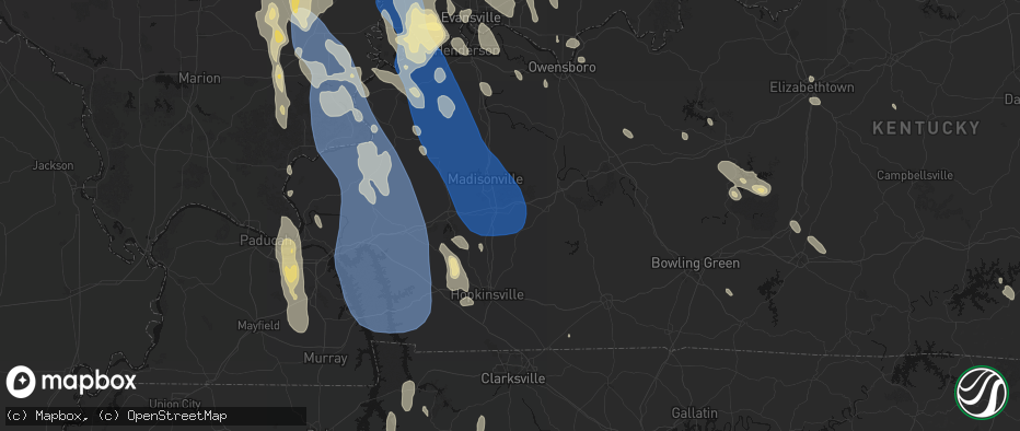 Hail map in White Plains, KY on July 26, 2026