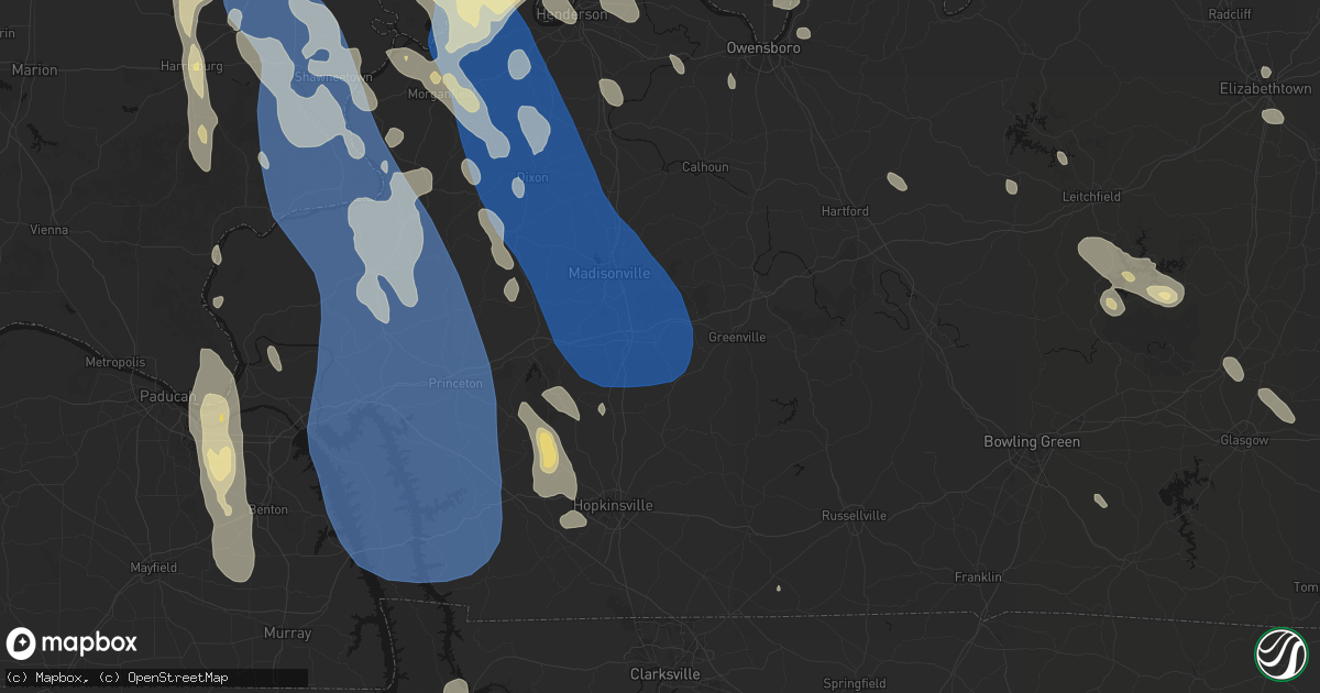 Hail map in White Plains, KY on July 26, 2026