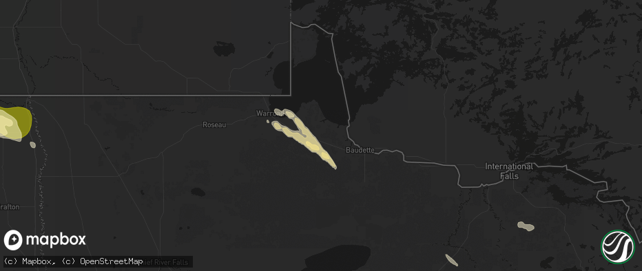 Hail map in Williams, MN on July 26, 2026