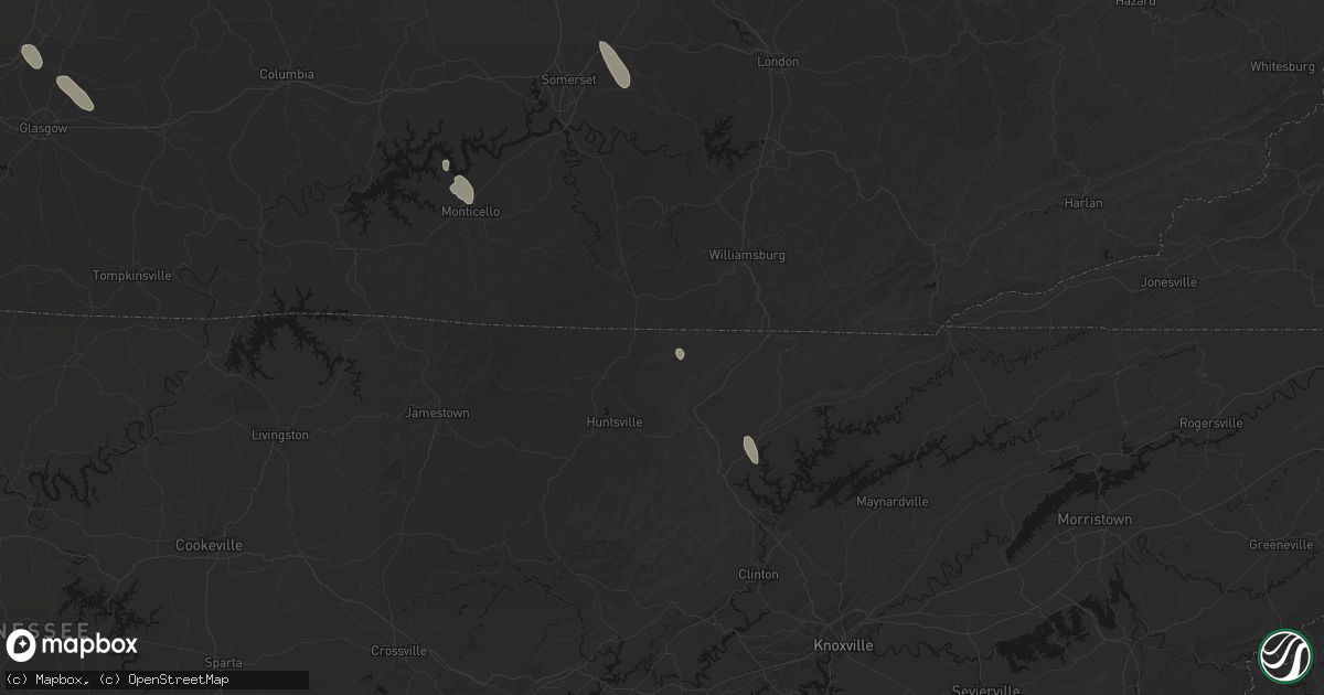 Hail map in Winfield, TN on July 26, 2026