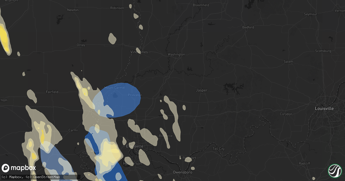 Hail map in Winslow, IN on July 26, 2026