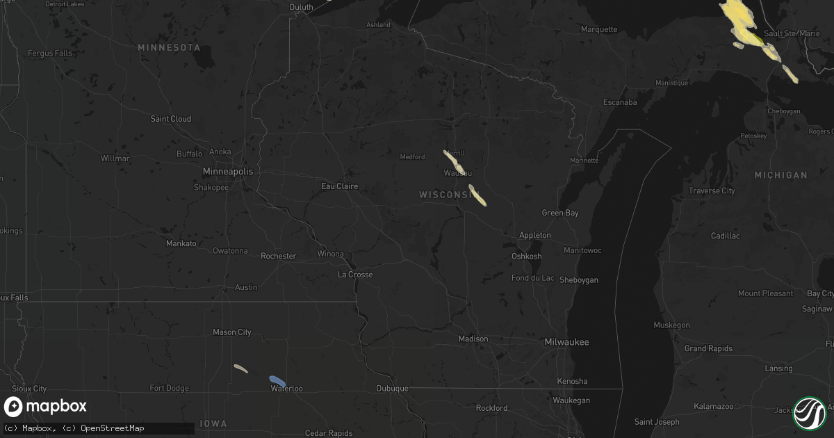 Hail map in Wisconsin on July 26, 2026