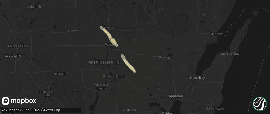 Hail map in Wittenberg, WI on July 26, 2026
