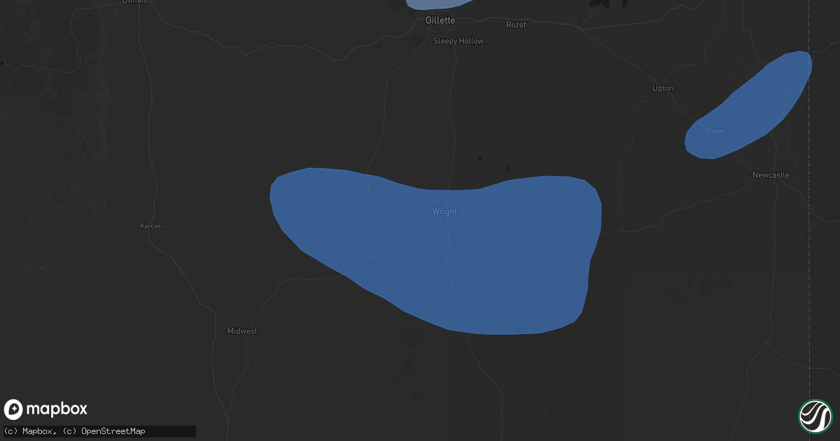 Hail map in Wright, WY on July 26, 2026