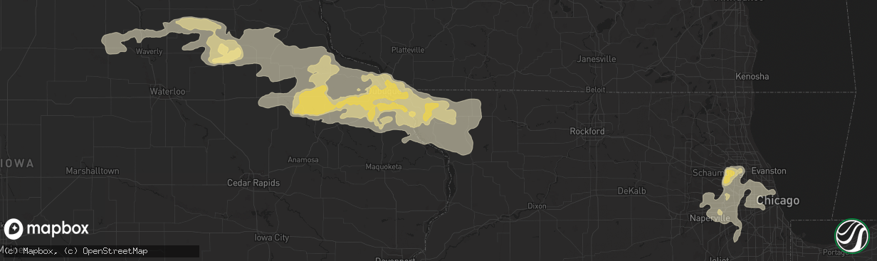 Hail map in Chicago, IL on July 27, 2011