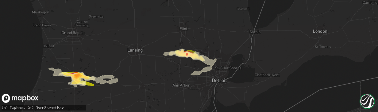 Hail map in Highland, MI on July 27, 2014