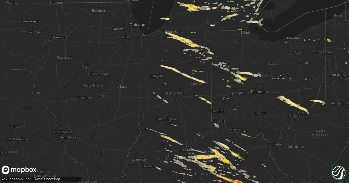 Hail map in Indiana on July 27, 2014