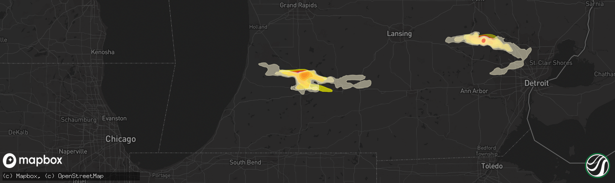 Hail map in Kalamazoo, MI on July 27, 2014