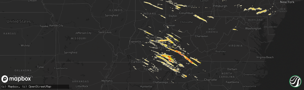 Hail map in Kentucky on July 27, 2014