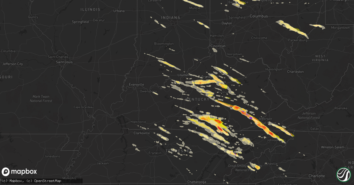 Hail map in Kentucky on July 27, 2014
