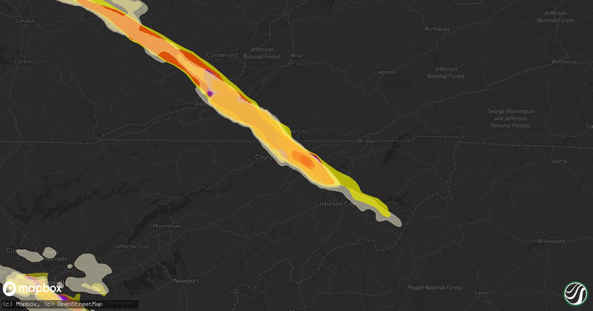 Hail map in Kingsport, TN on July 27, 2014