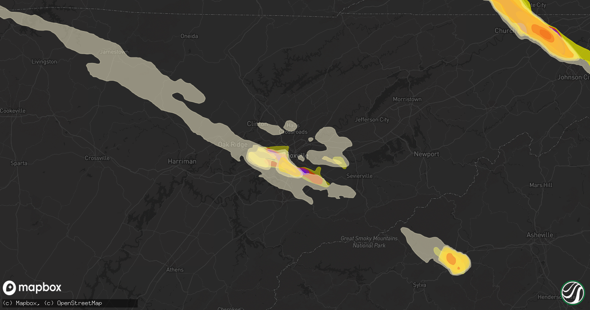 Hail map in Knoxville, TN on July 27, 2014