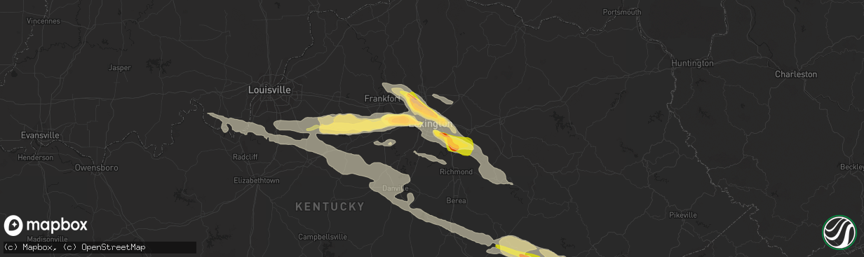 Hail map in Lexington, KY on July 27, 2014