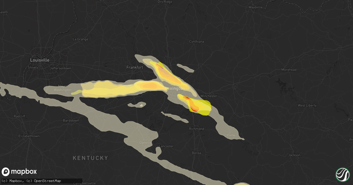 Hail map in Lexington, KY on July 27, 2014