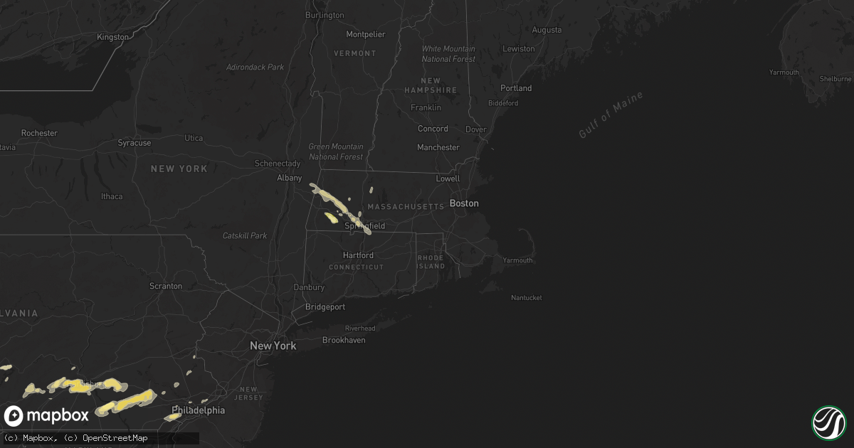 Hail map in Massachusetts on July 27, 2014