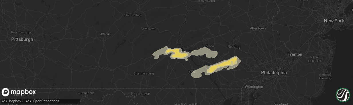 Hail map in Mechanicsburg, PA on July 27, 2014