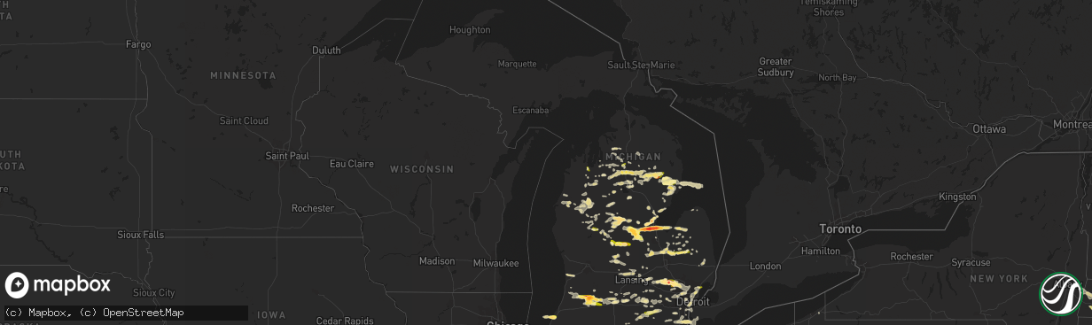 Hail map in Michigan on July 27, 2014