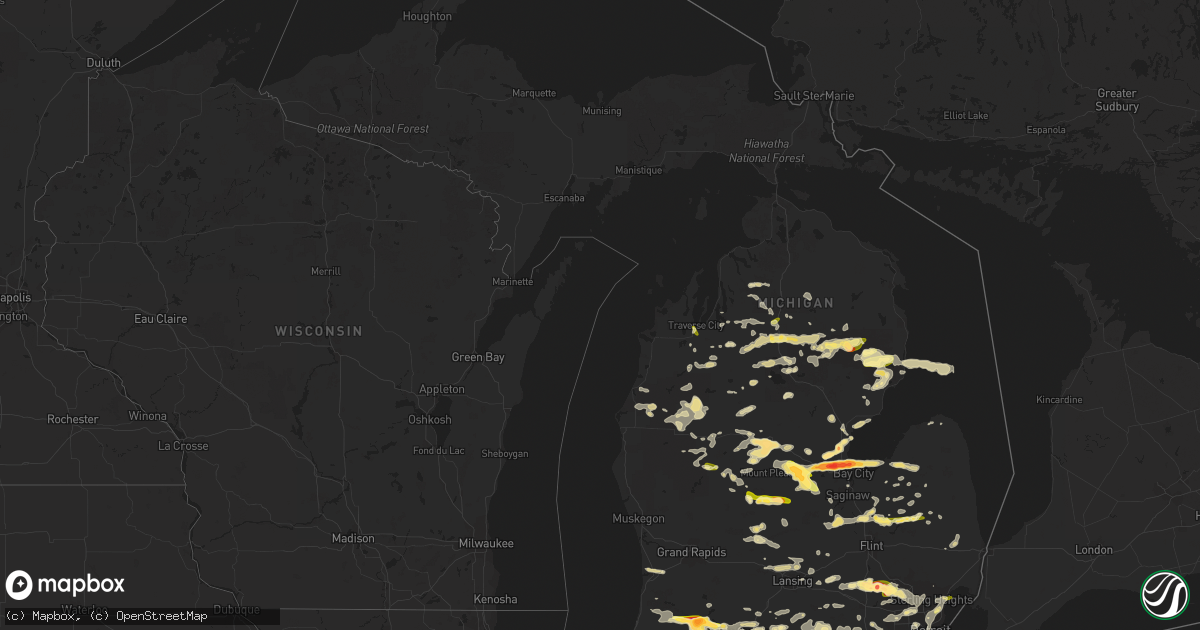 Hail map in Michigan on July 27, 2014