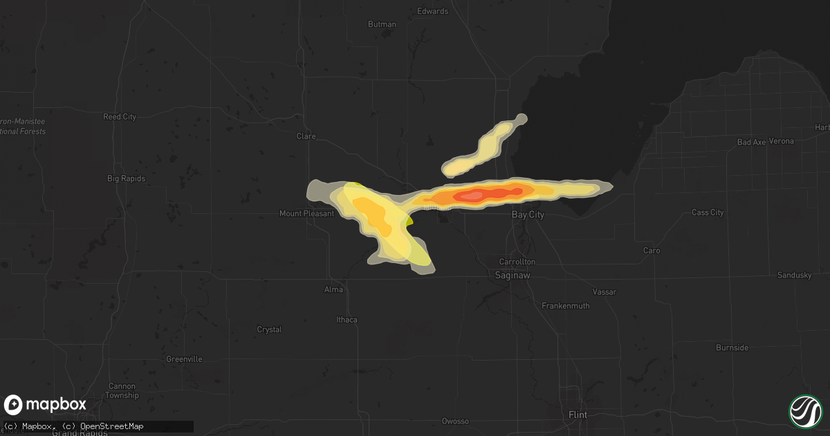 Hail map in Midland, MI on July 27, 2014