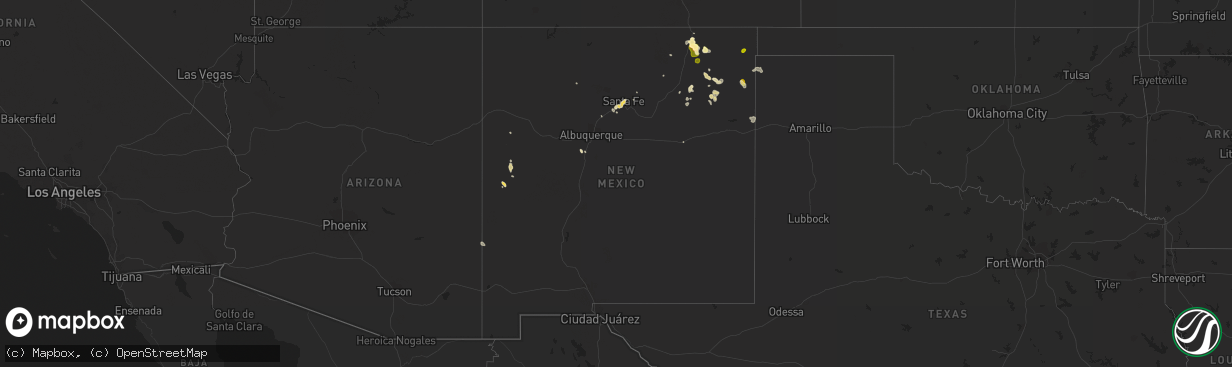 Hail map in New Mexico on July 27, 2014