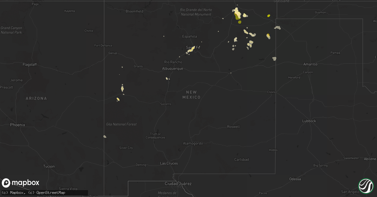 Hail map in New Mexico on July 27, 2014