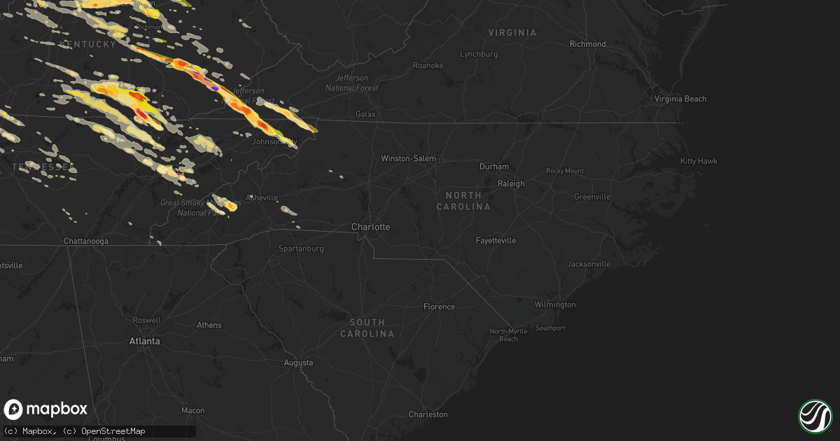 Hail map in North Carolina on July 27, 2014