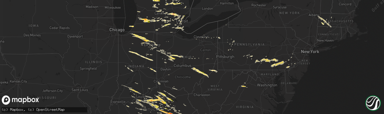 Hail map in Ohio on July 27, 2014