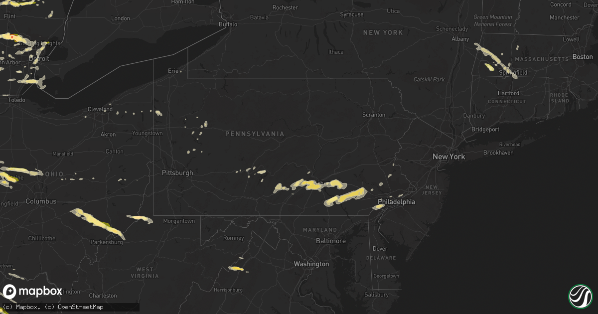 Hail map in Pennsylvania on July 27, 2014
