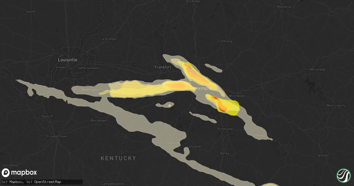 Hail map in Versailles, KY on July 27, 2014