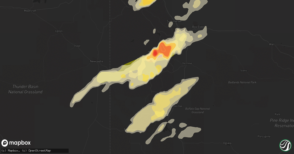 Hail map in Custer, SD on July 27, 2015