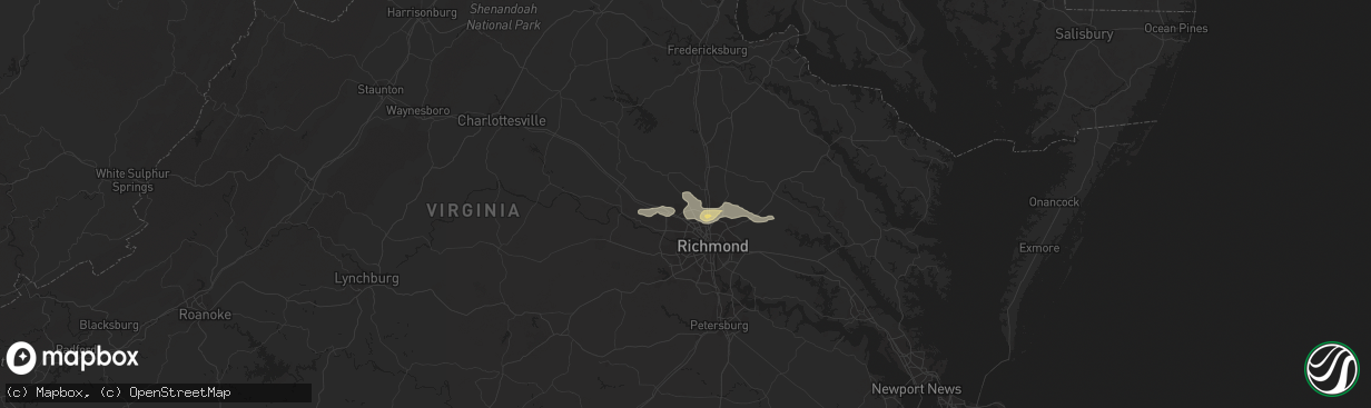 Hail map in Glen Allen, VA on July 27, 2015