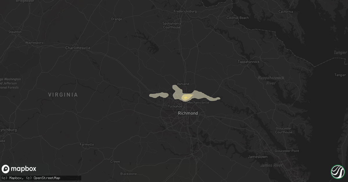 Hail map in Glen Allen, VA on July 27, 2015