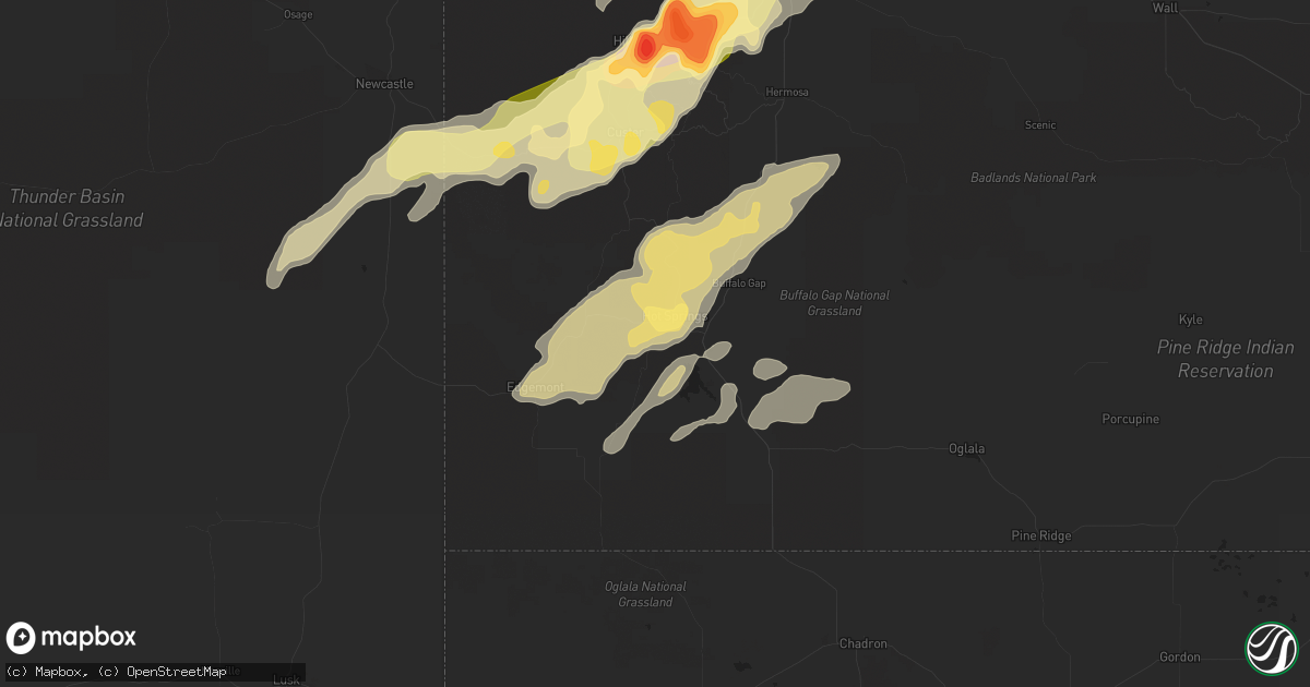 Hail map in Hot Springs, SD on July 27, 2015