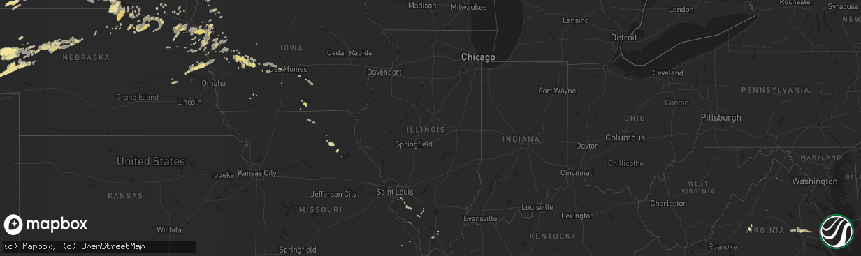 Hail map in Illinois on July 27, 2015