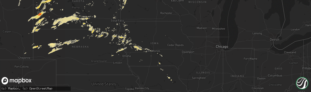 Hail map in Iowa on July 27, 2015