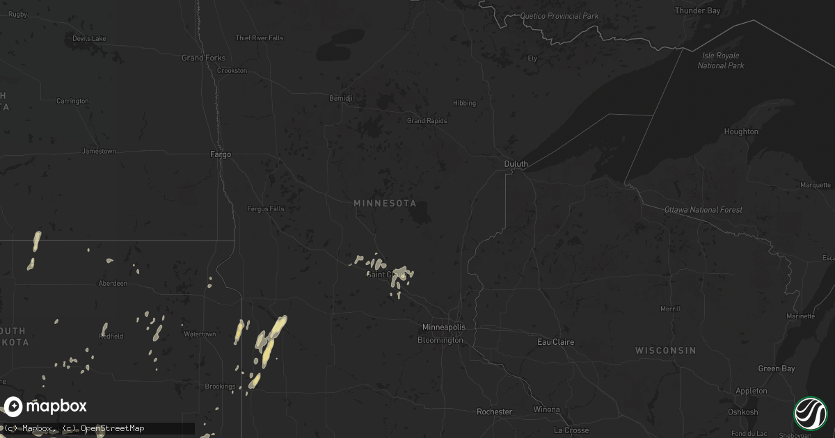 Hail map in Minnesota on July 27, 2015