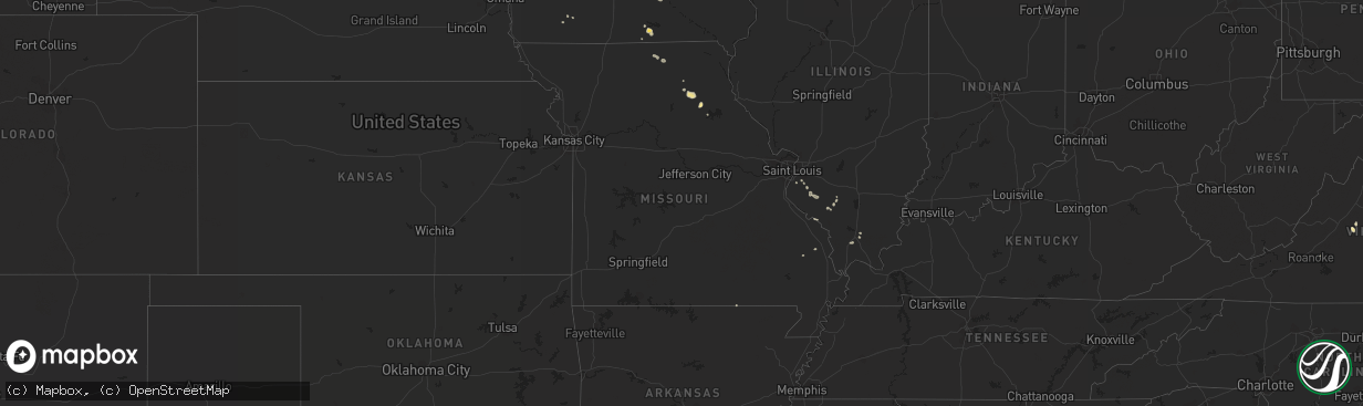 Hail map in Missouri on July 27, 2015