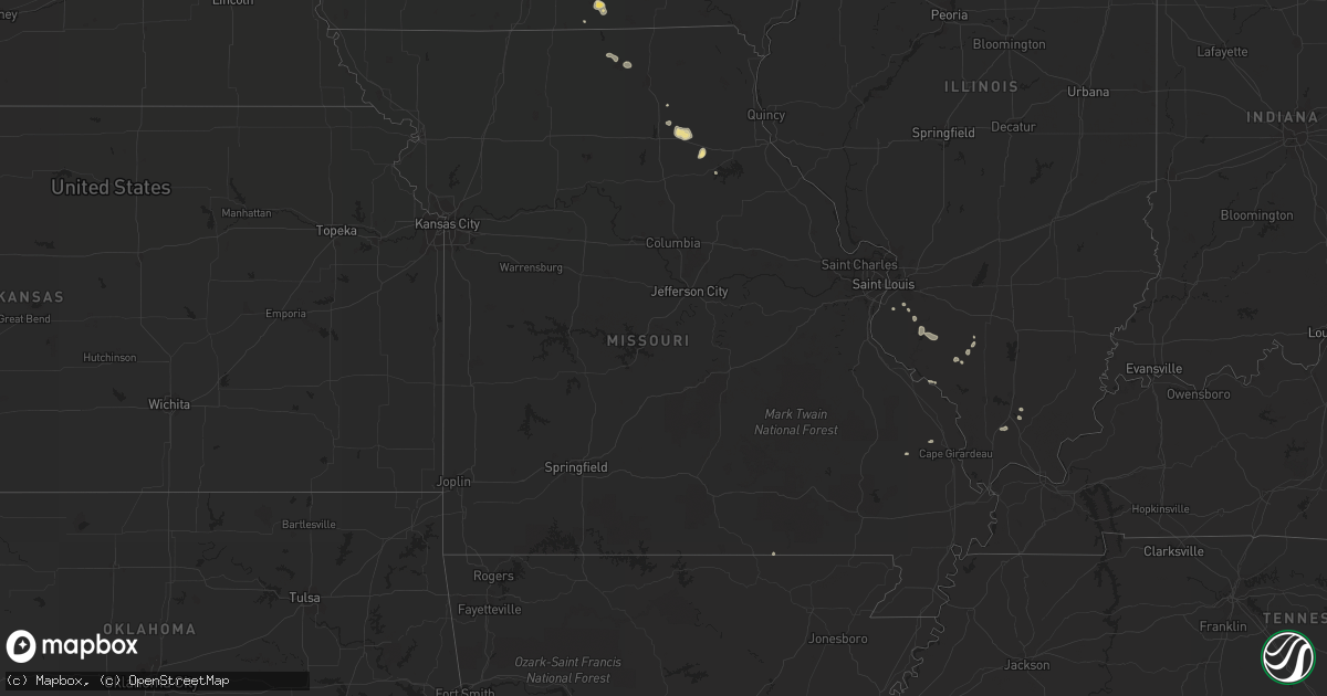Hail map in Missouri on July 27, 2015