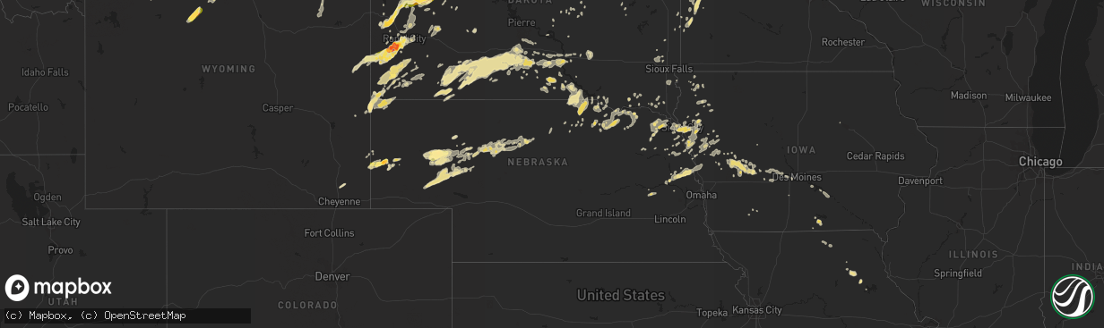 Hail map in Nebraska on July 27, 2015