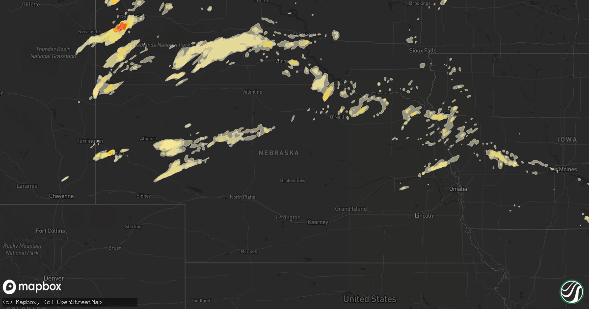 Hail map in Nebraska on July 27, 2015