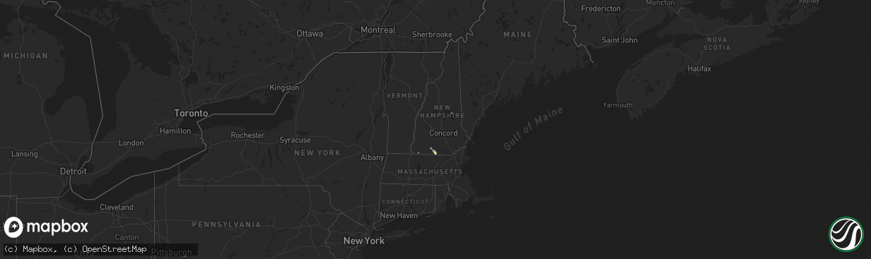 Hail map in New Hampshire on July 27, 2015