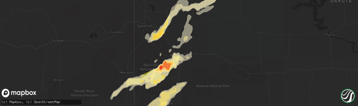 Hail map in Rapid City, SD on July 27, 2015