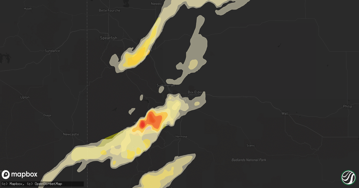 Hail map in Rapid City, SD on July 27, 2015