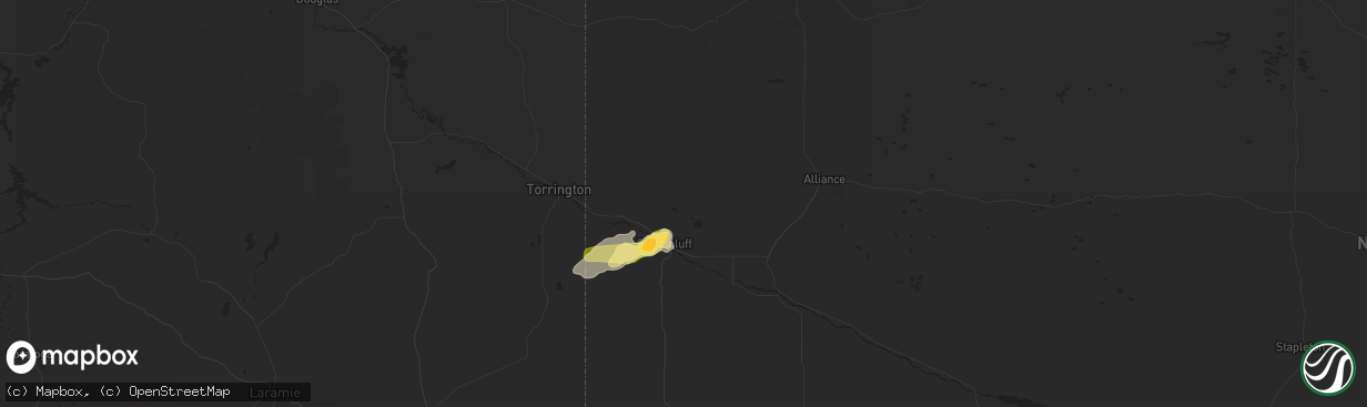 Hail map in Scottsbluff, NE on July 27, 2015