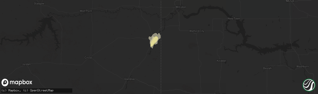 Hail map in Sidney, MT on July 27, 2015