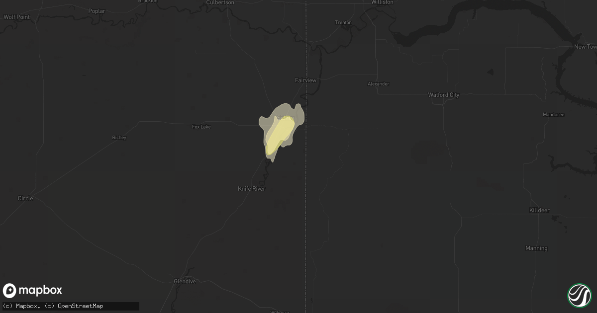 Hail map in Sidney, MT on July 27, 2015