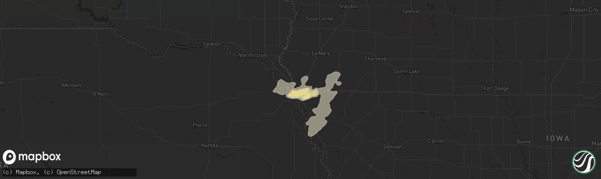 Hail map in Sioux City, IA on July 27, 2015