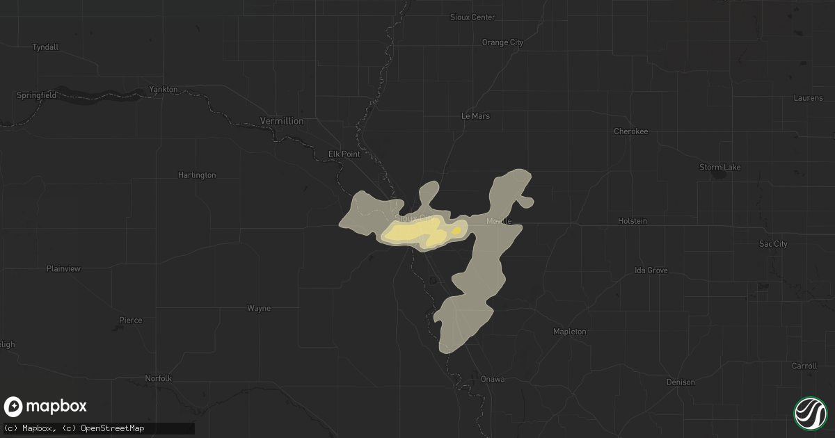 Hail map in Sioux City, IA on July 27, 2015