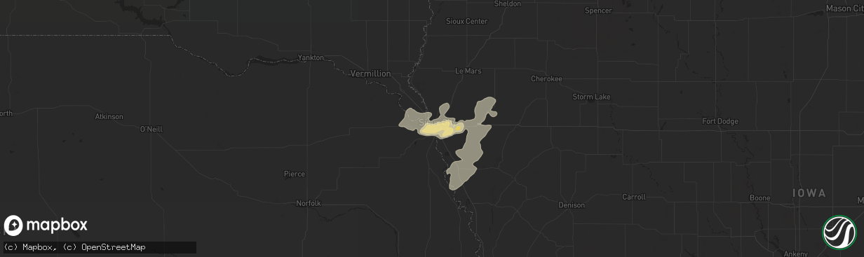 Hail map in South Sioux City, NE on July 27, 2015